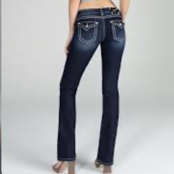 Miss me Womens loose saddle stitch border boot cut jeans 26 - Picture 1 of 10